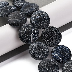 Черный Естественные выветрившиеся агатовые бусины, окрашенная и подогревом, плоско-круглые, чёрные, 20x9 мм, отверстие : 1.2 мм, около 20 шт / нитка, 15.94'' (40.5 см)