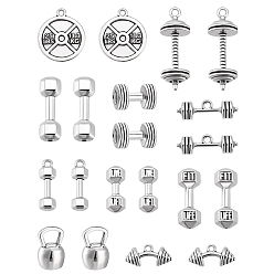 Античное Серебро 32 шт. 8 стили тибетские подвески и комплекты фурнитуры из сплава бусин, штанга, античное серебро, 9.5~25x6~20x1.3~11.5 мм, отверстие : 1.8~7 мм, 4 шт / стиль