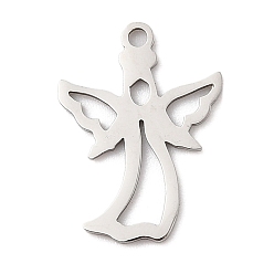 Нержавеющая Сталь Цвет 201 подвески из нержавеющей стали, ангельское очарование, лазерная резка, цвет нержавеющей стали, 18x13x1 мм, отверстие : 1.5 мм