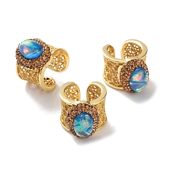 Золотой Долговечные открытые манжеты с микропаве из стразов, cmолой, украшения для женщин, золотые, 19 мм, внутренний диаметр: 17.5 мм