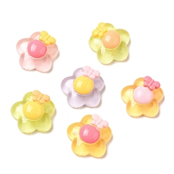 Цветок Кабошоны из полупрозрачной смолы в стиле мультфильма, для изготовления ювелирных изделий, разноцветные, цветок, 12.5x13x6.5 мм