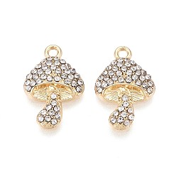 Кристалл Подвески из сплава со стразами, гриб, без кадмия, без никеля и без свинца, золотые, кристалл, 19x12.5x3 мм, отверстие : 1.6 мм