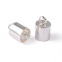 Серебро 304 конец нержавеющей стали шнур, Торцевые крышки, колонка, серебряные, 11x7 мм, отверстие : 1.8 мм, внутренний диаметр: 6 мм