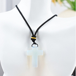 Опал Опаловый крестик-подвеска на черном хлопковом шнурке, 25.20 дюйм (64 см)