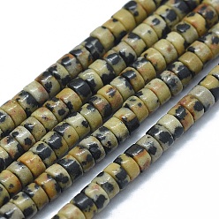 Далматинских Джаспер Природные яшмы далматин бисер нитей, Плоский круглый / диск, 3.8~4.2x2~4.5 мм, отверстие : 0.8~1 мм, около 152~180 шт / нитка, 15.1~15.5 дюйм (38.5~39.5 см)