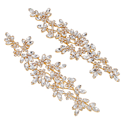 Кристалл 2шт. нашивок из ткани со стразами, ремонт швейное ремесло украшение, цветок, кристалл, 220x65x6 мм