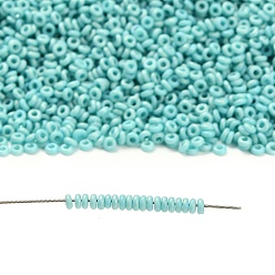 (413F) Turquoise Opaque Rainbow Matte Toho 11/0 полукруглые бусины, японский бисер, (413 f) бирюзовый непрозрачный радужный матовый, 11/0, 2.2x0.9 мм, отверстие : 0.8 мм, Около 8666 шт / 50 г