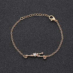 Телец 12 браслеты созвездия из сплава со стразами, браслеты-цепочки для женщин, звездочкой, Телец, 6-3/4 дюйм (17 см)