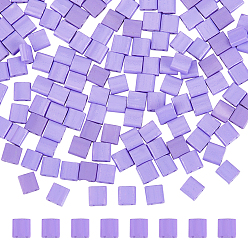 Сланцево-синий 240шт 2-отверстие краска для выпечки непрозрачные цвета стеклянные бусины, квадратный, синевато-серый, 5x4.5~5.5x2~2.5 мм, отверстие : 0.5~0.8 мм