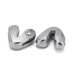 Letter V Letter Slider Beads for Watch Band Bracelet Making, Platinum Plated Alloy Crystal Rhinestone Slide Charms, Cadmium Free & Nickel Free & Lead Free, Letter.V, 11~13x9~11.5x4~5mm, Hole: 7.5~8x1mm