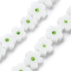 Белый Handmade millefiori lampwork beads strands, цветок, белые, 7.5~8.5x7.5~8.5x3~3.5 мм, отверстие : 0.8 мм, около 50 шт / нитка, 15.75~15.94 дюйм (40~40.5 см)