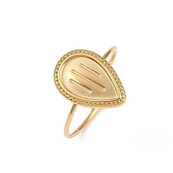 Настоящее золото 18K Каплевидные 304 компоненты манжетного кольца из нержавеющей стали, настройка кольца колодки, ионное покрытие (ip), реальный 18 k позолоченный, лоток : 12x7.5 мм, размер США 8 1/2 (18.5 мм)