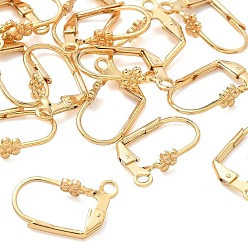 Real 18K Gold Plated SHEGRACE Brass Leverback Earring Findings, with Loop, Cadmium Free & Nickel Free & Lead Free, Real 18K Gold Plated, 17x12x5mm, Hole: 2mm