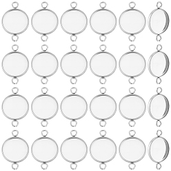 Нержавеющая Сталь Цвет 60 шт. 304 Настройки для коннектора кабошона из нержавеющей стали, чашки безель с краями, плоско-круглые, цвет нержавеющей стали, лоток : 12 мм, 20x13x2 мм, отверстие : 2 мм