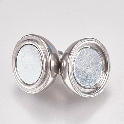 Stainless Steel Color 304 Stainless Steel Magnetic Clasps with Loops, Stainless Steel Color, 19.5x12mm, Hole: 2.2~2.5mm