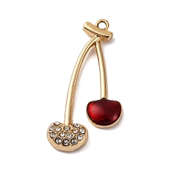 Золотой Подвески из вишневого сплава, горный хрусталь и эмали, красные, золотые, 31x18x4.5 мм, отверстие : 1.6 мм