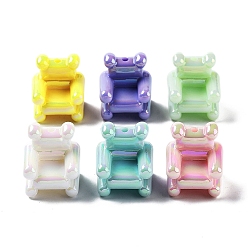 Медведь Uv акриловые покрытия бусины, радужный, светящееся свечение в темноте, медведь, 23.5x22.5x20 мм, отверстие : 2.9 мм