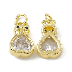 Прозрачный Латунный кубический цирконий, с целью перехода в кольце, реальный 18 k позолоченный, долговечный, без кадмия, без никеля и без свинца, шарма сердца, прозрачные, 14x9x5 мм, Перейти кольцо: 5x0.8 мм, внутренний диаметр: 3.4 мм