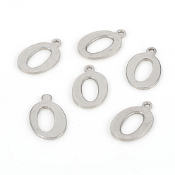 Letter O Не тускнеющие 201 подвески из нержавеющей стали, лазерная резка, буквы, цвет нержавеющей стали, letter.o: 14x9x1.2 мм, отверстие : 1 мм