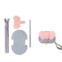 Светлый Стально-синий Набор для кошелька-молнии в виде слона своими руками, включая материалы для сумок из коровьей кожи, светло-стальной синий, 130x90 мм