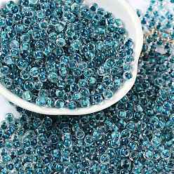 Темно-бирюзовый Прозрачные внутри цветные стеклянные бусины, круглое отверстие, круглые, темные бирюзовый, 4x3 мм, отверстие : 1.4 мм, Около 6428 шт / фунт