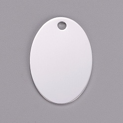 Серебро Алюминиевые подвески, штамповка пустой метки, овальные, серебряные, 38x25x1 мм, отверстие : 3 мм