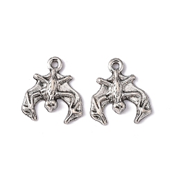 Античное Серебро Сплавочные подвески тибетского стиля, без кадмия, без никеля и без свинца, Хэллоуин, летучая мышь, античное серебро, 18x17.5x3 мм, отверстие : 2 мм