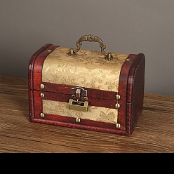Dark Red Wood Jewelry Box, with Front Clasp, for Arts Hobbies and Home Storage, Rectangle, Dark Red, 11.5x18x11.5cm