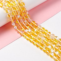 Золотистый Синтетические лунные лучи, круглые, золотые, 8 мм, отверстие : 1 мм, около 48 шт / нитка, 14.57''~15.35'' (37~39 см)