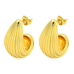 Real 18K Gold Plated 304 Stainless Steel Earrings, Real 18K Gold Plated, 30.5x19.5mm