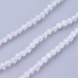 Белый Бусины из натурального радужного лунного камня, граненые, круглые, белые, 2~2.5 мм, отверстие : 0.5 мм, около 180~200 шт / нитка, 14.5~16.1 дюйм (37~41 см)