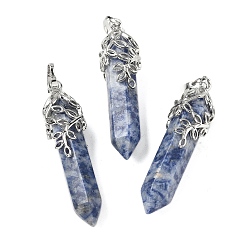 (306FM) Жонкиль матовый с лаймовой подкладкой Натуральные синие пятна яшмы подвески, пулевые чары, с латунной отделкой в виде листа, без кадмия и без свинца, 44~46x11.5~12x12 мм, отверстие : 8x5 мм