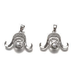 Дева Латунные прозрачные кубические циркониевые подвески в виде созвездий, долговечный, Реальная платина, Дева, 16x22x5 мм, отверстие : 4.5x2 мм