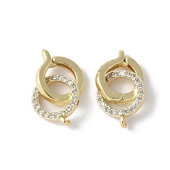 Настоящее золото 18K Латунное микропейв, прозрачный кубический цирконий, складные застежки, без свинца и без кадмия, долговечный, стойки покрытие, реальный 18 k позолоченный, 18x9x9 мм, отверстие : 1 мм