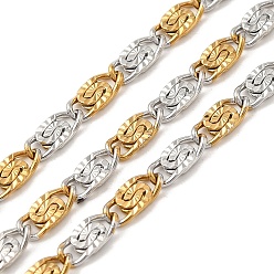 Золотой & Цвет Нержавеющей Стали 304 из нержавеющей стали lumachina цепи, несварные, с катушкой, золотые и нержавеющая сталь цвет, 6.5x3x1 мм, 10 м / рулон
