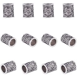 Antique Silver Alloy Bead, Large Hole Beads, Column with Triangle, Antique Silver, 74x72x17mm, about 12pcs/box