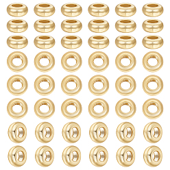 Золотой 925 шарики стерлингового серебра, рондель, с замшевой тканью из поликарбоната квадратной серебряной полировальной салфеткой, золотые, 1 мм, отверстие : 3x1.4 мм, 1.4 шт / комплект