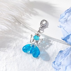 Темно-Голубой Стеклянные подвески в виде ангела, с цинковым сплавом застежками омаров коготь, глубокое синее небо, 52 мм