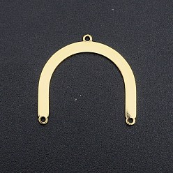 Настоящее золото 18K 201 из нержавеющей стали Компоненты для люстр ссылки, симметричная форма дуги, лазерная резка, реальный 18 k позолоченный, 23x25x1 мм, отверстие : 1.4 мм