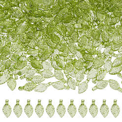 Светло-зеленый Коричневый 1000шт прозрачные акриловые подвески, лист прелести, оливковый, 10.5x5x3.5 мм, отверстие : 1.2 мм