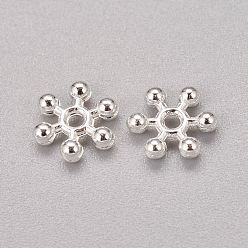 Silver Zinc Alloy Beads Spacers, Cadmium Free & Lead Free, with One Hole, Snowflake, Silver Color Plated, 8.5x2.5mm, Hole: 1.5mm