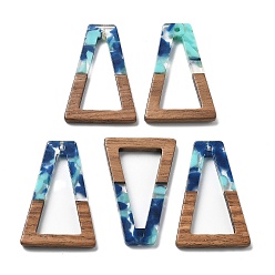 (52) Непрозрачная лаванда Подвески из смолы и ореха, трапециевидные, разноцветные, 38x24.5x2.5 мм, отверстие : 1.8 мм