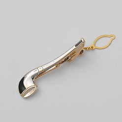 Musical Instruments Brass Collar Tie Clips with Chain for Men, Golden & Silver, Musical Instruments, 60x17mm