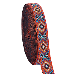 (123L) Белый крем непрозрачный блеск 10 полиэстеровые ленты с вышивкой в этническом стиле, ромб шаблон, жаккардовая лента, тирольская лента, аксессуары для одежды, плоский, огнеупорный кирпич, 3/4 дюйм (18 мм)