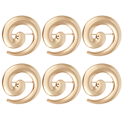 Golden 6Pcs Vortex Spiral Zinc Alloy Lapel Pins for Clothes, Golden, 57x58.5mm