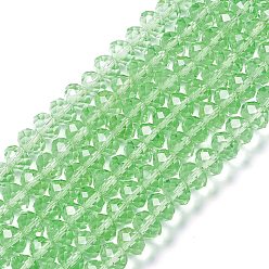 Pale Green Handmade Glass Beads, Faceted Rondelle, Pale Green, 12x8mm, Hole: 1mm, about 72pcs/strand