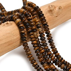 Тигровый глаз Природных тигровый глаз бисер нитей, рондель, 4x1.5 мм, отверстие : 0.7 мм, около 155 шт / нитка, 14.96'' (38 см)