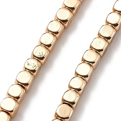 Светло-Золотое Покрытие Синтетических немагнитных гематит бисер нитей, кубические, свет позолоченные, 3.5~4x4x4 мм, отверстие : 0.8 мм, около 97 шт / нитка, 16.93'' (43 см)