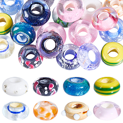 (52) Непрозрачная лаванда 30 европейские бусины лэмпворк ручной работы., бусины с большим отверстием, рондель, разноцветные, 13~17.5x6.5~11 мм, отверстие : 5.5~7 мм