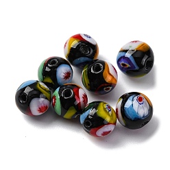 Черный Бусины ручной работы тысячецветник бисера, круглые, чёрные, 10~10.5 мм, отверстие : 1.5 мм